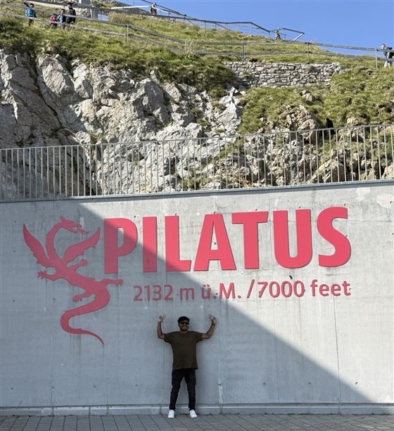 Harish Pagunta at the Pilatus summit, 2,132m, Switzerland
